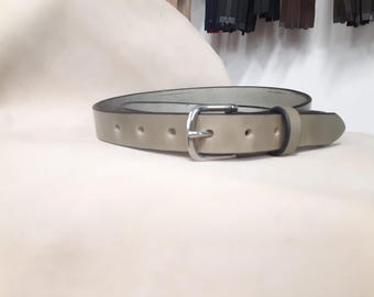 Handcrafted Gray Full-Grain Harness Leather Belt