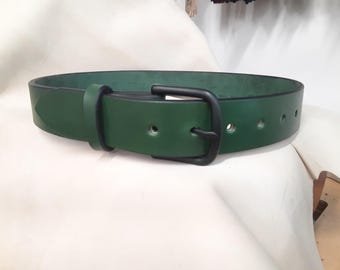 Handcrafted Green Full-Grain English Bridle Leather Belt