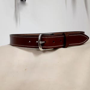 Handmade Chocolate Brown Stitched Leather Belt