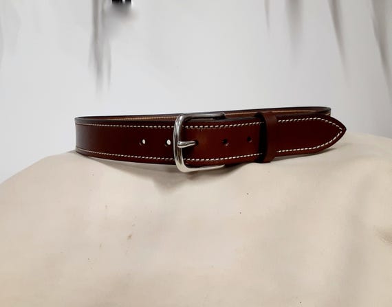 Handmade Chocolate Brown Stitched Leather Belt