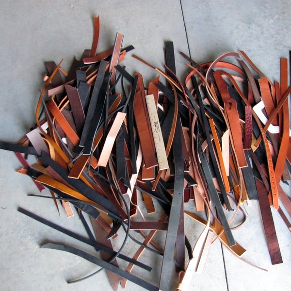 Assorted Leather Strips / Pieces / Scraps / Remnants