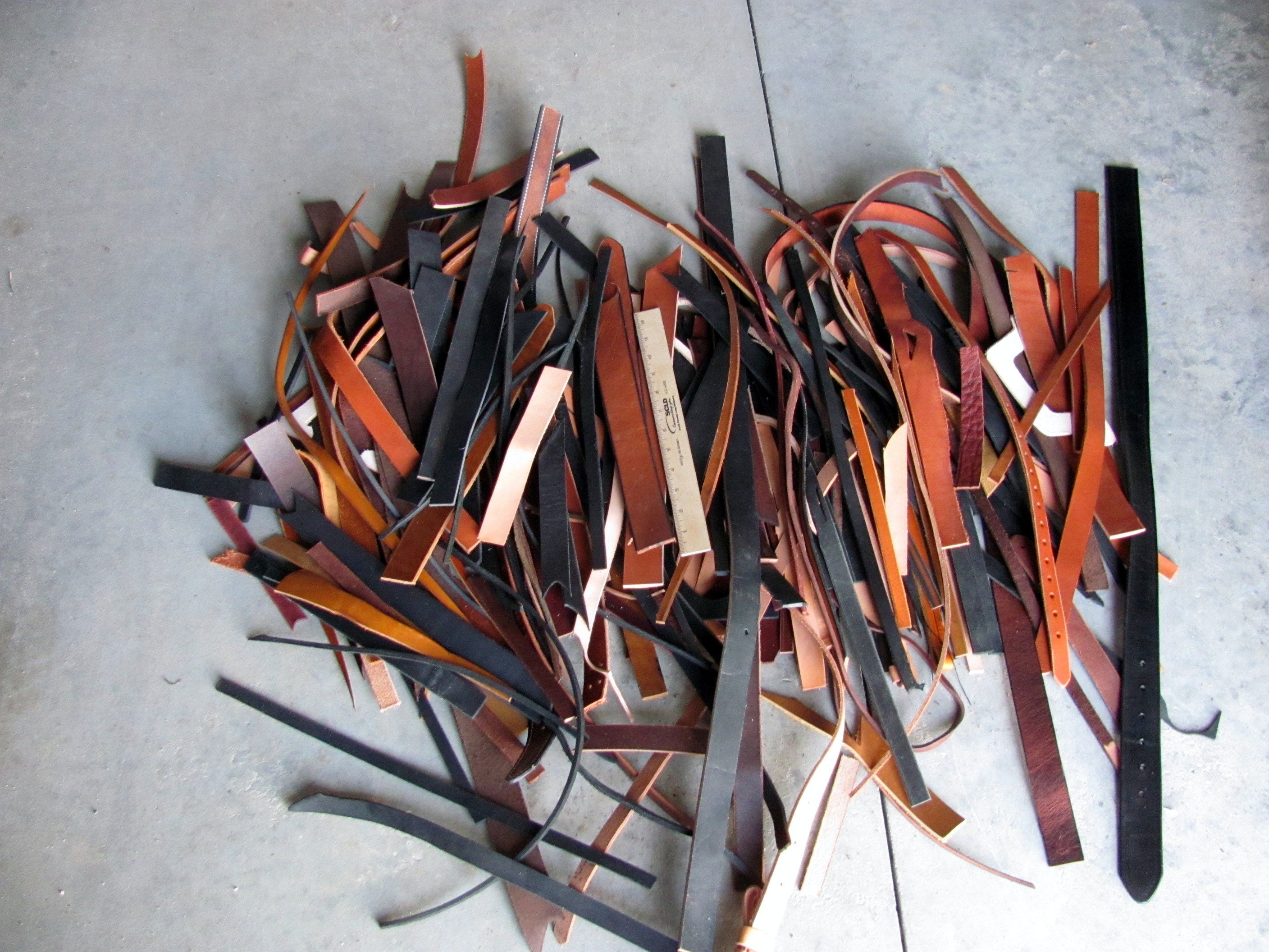 Assorted Leather Strips / Pieces / Scraps / Remnants
