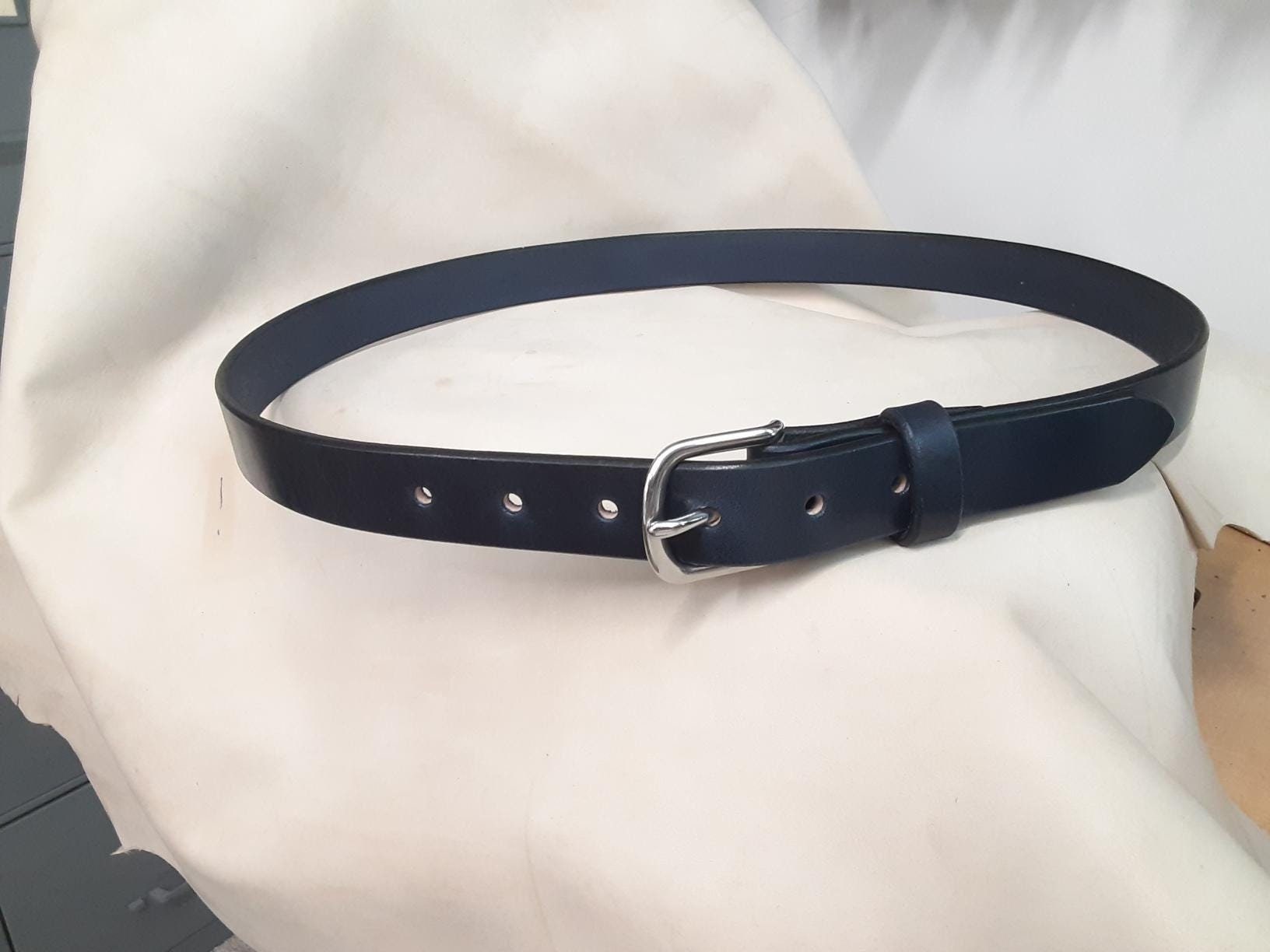 Handcrafted Dark Navy Blue Full-grain Bridle Leather Belt - Etsy