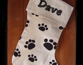 Paw Print Christmas Stocking with Personalization