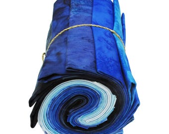 12 Fat Quarters from 1895s Batiks, Blue Colorway