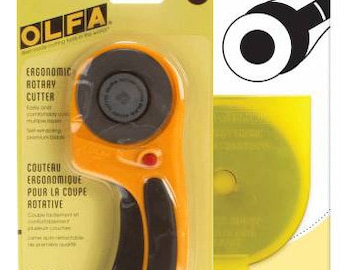 Olfa 60mm Deluxe Ergonomic Rotary Cutter plus 2 additional blades