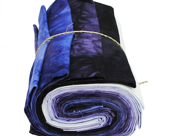 12 Fat Quarters from 1895s Batiks, Purple Colorway