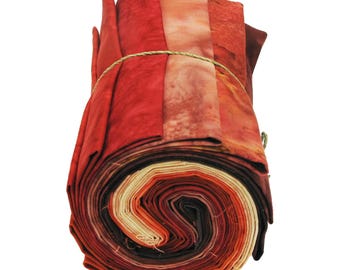 12 Fat Quarters from 1895s Batiks, Red Colorway