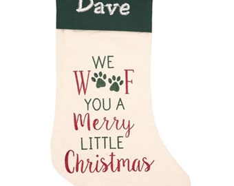 Merry Woofmas Christmas Stocking with Personalization
