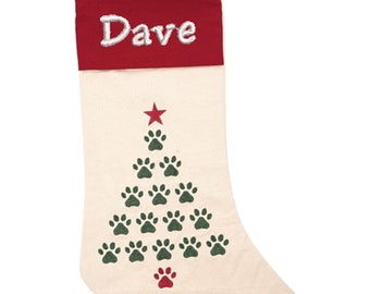 Paws Tree Christmas Stocking with Personalization