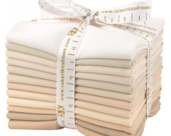 Fat Quarter Bundle Kona Cotton Not Quiet White, 12pcs/bundle by Robert Kaufman