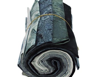 12 Fat Quarters from 1895s Batiks, Grey Colorway