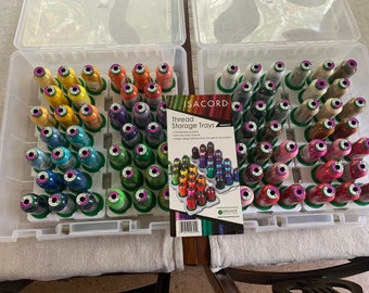 72 spools of Isacord embroidery thread with cases and snap in case inserts