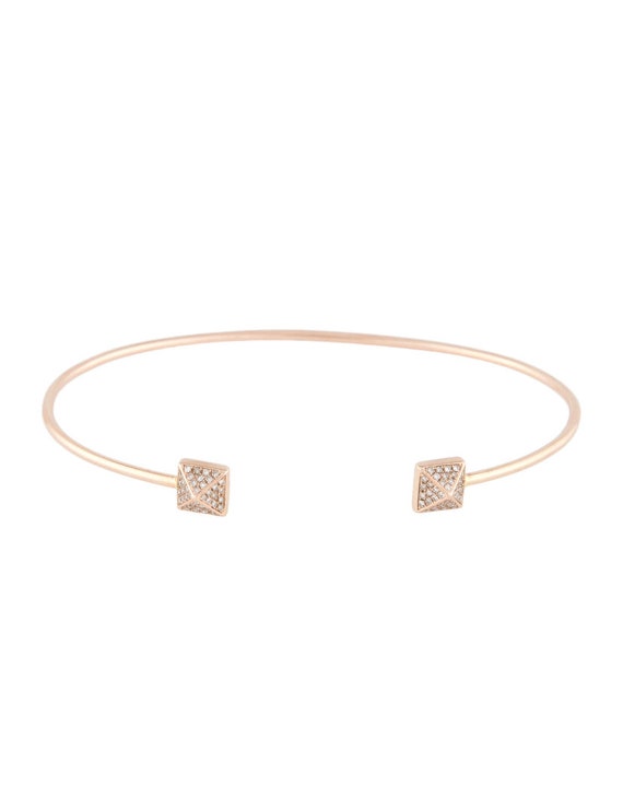 14k pyramid diamond cuff bracelet