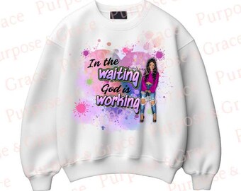 In the Waiting Lady PNG: Christian Affirmation, Sublimation Design (Digital Download)
