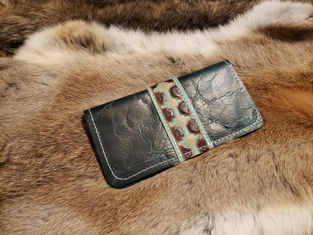 Green Western Leather Checkbook Wallet - Etsy
