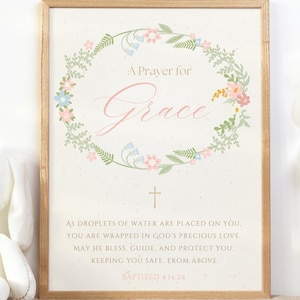 Baptême IMPRIMABLE|Impression murale baptême|Panneau de prière|impression communion personnalisée|TÉLÉCHARGEMENT NUMÉRIQUE|Cadeau baptême fille| Impression de baptême personnalisée