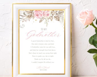 Godmother Gift on Baptism Day|Godmother PRINTABLE|Prayer Sign|DIGITAL DOWNLOAD|Custom Godmother printable gift|Gift from Godchild