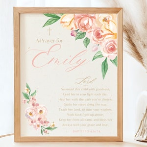 Baptême IMPRIMABLE|Impression murale baptême|Panneau de prière|impression communion personnalisée|TÉLÉCHARGEMENT NUMÉRIQUE|Cadeau baptême fille| Impression de baptême personnalisée
