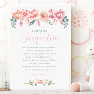 Baptême IMPRIMABLE|Impression murale baptême|Panneau de prière|impression communion personnalisée|TÉLÉCHARGEMENT NUMÉRIQUE|Cadeau baptême fille| Impression de baptême personnalisée