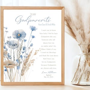 Godparents Gift on Baptism Day|Godparents PRINTABLE|Prayer Sign|DIGITAL DOWNLOAD|Custom Godparents printable gift|Gift from Godchild