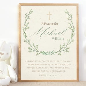 Baptism PRINTABLE|prayer sign|custom name baptism print|DIGITAL DOWNLOAD|baby boy gift| printable baptism gift|christening gift|communion