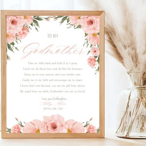 Godmother Gift on Baptism Day|Godmother PRINTABLE|DIGITAL DOWNLOAD|Custom Godmother printable sign|Gift from Godchild|Personalized sign