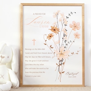 Baptême IMPRIMABLE|TÉLÉCHARGEMENT NUMÉRIQUE|Impression murale baptême|Panneau de prière|impression communion personnalisée|Cadeau de baptême fille| Impression de baptême personnalisée