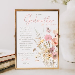Godmother Gift on Baptism Day|Godmother PRINTABLE|Prayer Sign|DIGITAL DOWNLOAD|Custom Godmother printable gift|Gift from Godchild