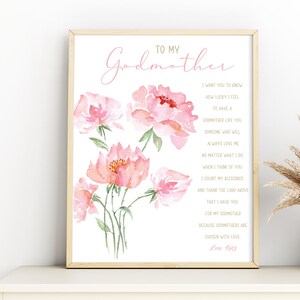 Godmother Gift on Baptism Day|Godmother PRINTABLE|Prayer Sign|DIGITAL DOWNLOAD|Custom Godmother printable gift|Gift from Godchild