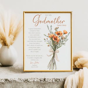 Godmother Gift on Baptism Day|Godmother PRINTABLE|Prayer Sign|DIGITAL DOWNLOAD|Custom Godmother printable gift|Gift from Godchild