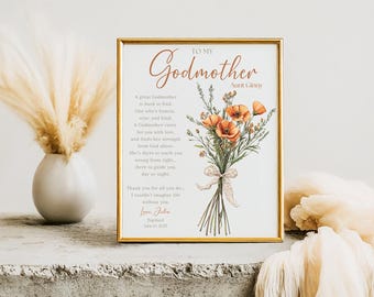 Godmother Gift on Baptism Day|Godmother PRINTABLE|Prayer Sign|DIGITAL DOWNLOAD|Custom Godmother printable gift|Gift from Godchild