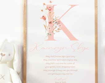 Baptism Gift PRINT|Baptism 8x10 print|Baptism gift for girl| Prayer Sign|personalized communion print|Gift from Godparents|Christening gift