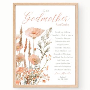 Godmother Gift on Baptism Day|Godmother PRINTABLE|Prayer Sign|DIGITAL DOWNLOAD|Custom Godmother printable gift|Gift from Godchild