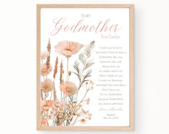 Godmother Gift on Baptism Day|Godmother PRINTABLE|Prayer Sign|DIGITAL DOWNLOAD|Custom Godmother printable gift|Gift from Godchild