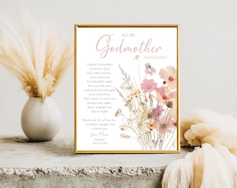 Godmother Gift|Godmother PRINTABLE|Godmother Gift for Baptism|DIGITAL DOWNLOAD|Personalized Godmother Gift|Gift for Godmother|Madrina Gift