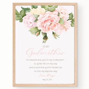 Godmother Gift on Baptism Day|Godmother PRINTABLE|Prayer Sign|DIGITAL DOWNLOAD|Custom Godmother printable gift|Gift from Godchild