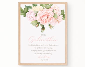 Godmother Gift on Baptism Day|Godmother PRINTABLE|Prayer Sign|DIGITAL DOWNLOAD|Custom Godmother printable gift|Gift from Godchild