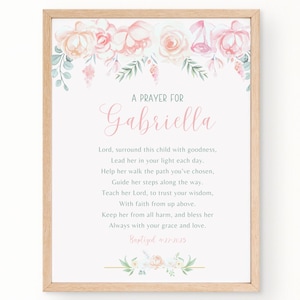 Baptême IMPRIMABLE|TÉLÉCHARGEMENT NUMÉRIQUE|Impression murale baptême|Panneau de prière|impression communion personnalisée|Cadeau de baptême fille| Impression de baptême personnalisée