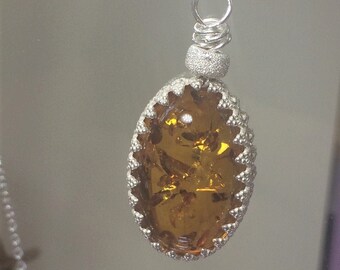 Baltic Amber, Sterling Silver - large honey Amber cabouchon