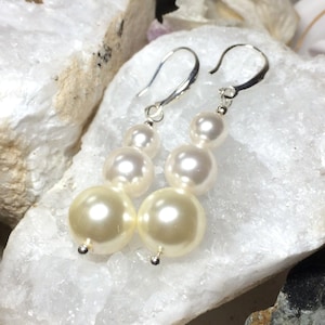 Vegan Swarovski crystal pearl earrings, Sterling Silver ear wires, choice of two