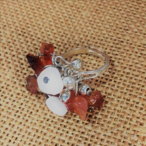 CITRINE and magnesite gemstone cluster ring (adjustable multi size) with silver plated decoration and silver plated  base
