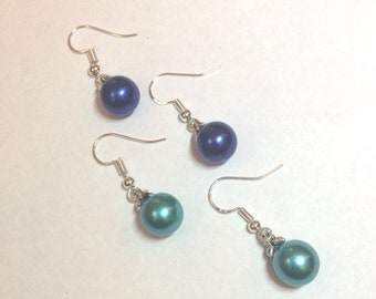 Vegan Pearls, Sterling Silver ear wires