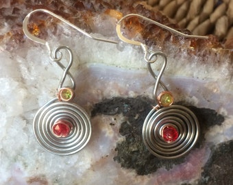 ARTISAN*earrings with sterling silver ear wires and Swarovski decoration