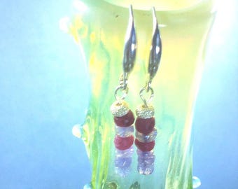 Boucles d'oreilles pendantes en argent sterling avec rubis et tanzanite