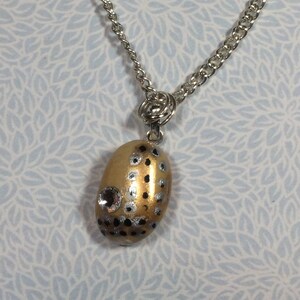 HANDPAINTED*seastone pendant with Swarovski decoration on a silver plated chain