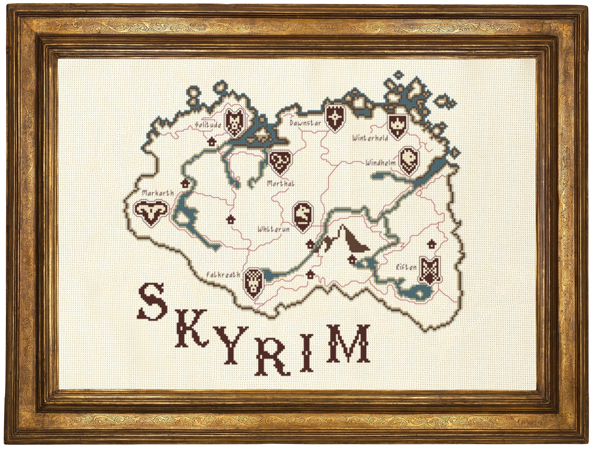 Skyrim Map // Video Game Cross Stitch Pattern Etsy
