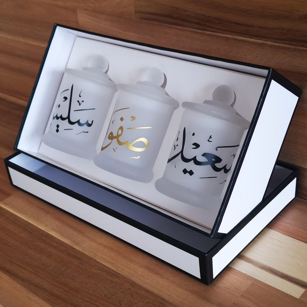 Bespoke Glass Candle Holder with Arabic Calligraphy Gift Set