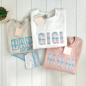 DAD Embroidered Keepsake Sweatshirt with baby outfit applique| DAD Sweatshirt| Hospital blanket applique sweatshirt| Dad gifts