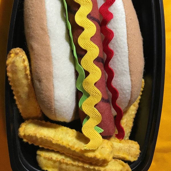 Hot Dog with French Fries Felt Play Food